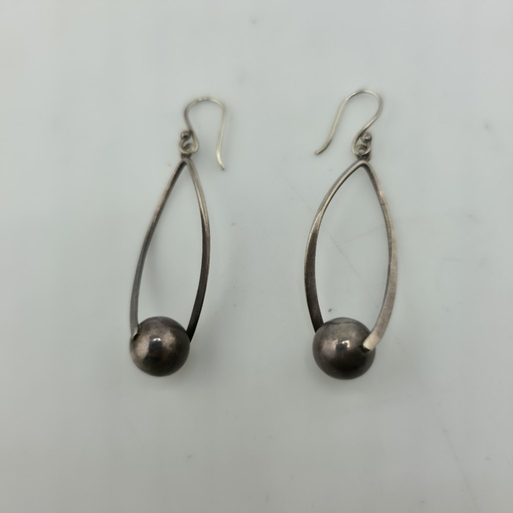 Sterling Silver Earrings Twist And Ball Drop And Dangle Shepherd Hook Ati Mexico
